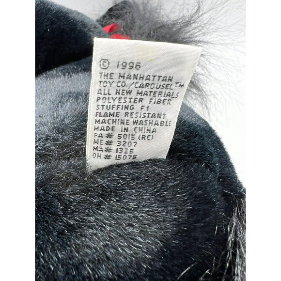 Manhattan Toy Company Horse Black Red Ribbon Plush Stuffed Animal Vintage 1996 - Picture 6 of 8